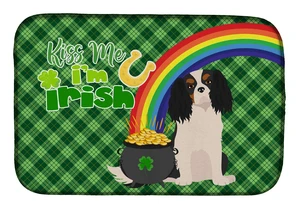 NEW Tricolor Cavalier Spaniel St. Patrick's Day Dish Drying Mat Absorbent Dish Drying Mat Pad for Kitchen Counter Dish Drainer M