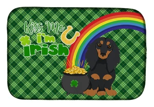 NEW Longhair Black and Tan Dachshund St. Patrick's Day Dish Drying Mat Absorbent Dish Drying Mat Pad for Kitchen Counter Dish Dr NEW Longhair Black and Tan Dachshund St. Patrick's Day Dish Drying Mat Absorbent Dish Drying Mat Pad for Kitchen Counter Dish Dr