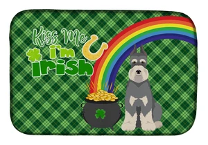 NEW Salt Pepper Schnauzer St. Patrick's Day Dish Drying Mat Absorbent Dish Drying Mat Pad for Kitchen Counter Dish Drainer Mat f