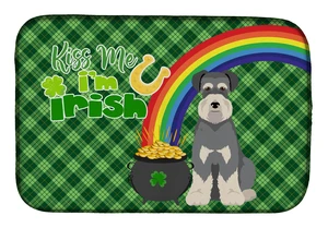 NEW Salt Pepper Natural Ears Schnauzer St. Patrick's Day Dish Drying Mat Absorbent Dish Drying Mat Pad for Kitchen Counter Dish