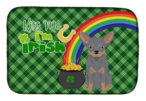 NEW Blue and Tan Chihuahua St. Patrick's Day Dish Drying Mat Absorbent Dish Drying Mat Pad for Kitchen Counter Dish Drainer Mat