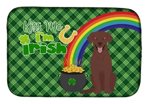 NEW Chocolate Labrador Retriever St. Patrick's Day Dish Drying Mat Absorbent Dish Drying Mat Pad for Kitchen Counter Dish Draine