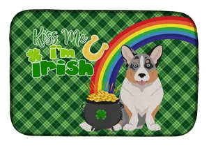 NEW Blue Merle Cardigan Corgi St. Patrick's Day Dish Drying Mat Absorbent Dish Drying Mat Pad for Kitchen Counter Dish Drainer M