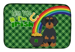 NEW Wirehair Black and Tan Dachshund St. Patrick's Day Dish Drying Mat Absorbent Dish Drying Mat Pad for Kitchen Counter Dish Dr NEW Wirehair Black and Tan Dachshund St. Patrick's Day Dish Drying Mat Absorbent Dish Drying Mat Pad for Kitchen Counter Dish Dr