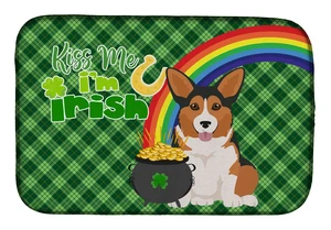 NEW Sable Pembroke Corgi St. Patrick's Day Dish Drying Mat Absorbent Dish Drying Mat Pad for Kitchen Counter Dish Drainer Mat fo