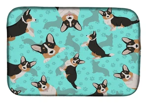 Tricolor Cardigan Corgi Dish Drying Mat Absorbent Dish Drying Mat Pad for Kitchen Counter Dish Drainer Mat for Countertop, 14 x Tricolor Cardigan Corgi Dish Drying Mat Absorbent Dish Drying Mat Pad for Kitchen Counter Dish Drainer Mat for Countertop, 14 x