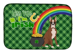 NEW Red Fawn Boxer St. Patrick's Day Dish Drying Mat Absorbent Dish Drying Mat Pad for Kitchen Counter Dish Drainer Mat for Coun NEW Red Fawn Boxer St. Patrick's Day Dish Drying Mat Absorbent Dish Drying Mat Pad for Kitchen Counter Dish Drainer Mat for Coun