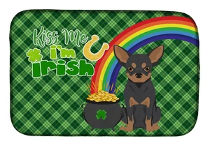 NEW Black and Tan Chihuahua St. Patrick's Day Dish Drying Mat Absorbent Dish Drying Mat Pad for Kitchen Counter Dish Drainer Mat