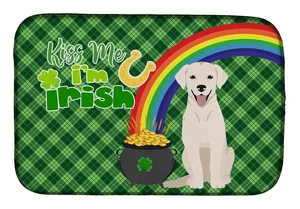 NEW White Cream Labrador Retriever St. Patrick's Day Dish Drying Mat Absorbent Dish Drying Mat Pad for Kitchen Counter Dish Drai