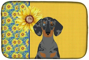 Summer Sunflowers Black Dapple Dachshund Dish Drying Mat Absorbent Dish Drying Mat Pad for Kitchen Counter Dish Drainer Mat for Summer Sunflowers Black Dapple Dachshund Dish Drying Mat Absorbent Dish Drying Mat Pad for Kitchen Counter Dish Drainer Mat for