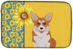 Summer Sunflowers Red Pembroke Corgi Dish Drying Mat Absorbent Dish Drying Mat Pad for Kitchen Counter Dish Drainer Mat for Coun Summer Sunflowers Red Pembroke Corgi Dish Drying Mat Absorbent Dish Drying Mat Pad for Kitchen Counter Dish Drainer Mat for Coun