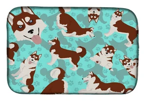 Red Siberian Husky Dish Drying Mat Absorbent Dish Drying Mat Pad for Kitchen Counter Dish Drainer Mat for Countertop, 14 x 21", Red Siberian Husky Dish Drying Mat Absorbent Dish Drying Mat Pad for Kitchen Counter Dish Drainer Mat for Countertop, 14 x 21",