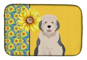 Summer Sunflowers Old English Sheepdog Dish Drying Mat Absorbent Dish Drying Mat Pad for Kitchen Counter Dish Drainer Mat for Co Summer Sunflowers Old English Sheepdog Dish Drying Mat Absorbent Dish Drying Mat Pad for Kitchen Counter Dish Drainer Mat for Co