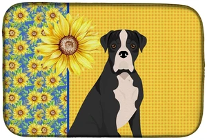 Summer Sunflowers Natural Eared Black Boxer Dish Drying Mat Absorbent Dish Drying Mat Pad for Kitchen Counter Dish Drainer Mat f Summer Sunflowers Natural Eared Black Boxer Dish Drying Mat Absorbent Dish Drying Mat Pad for Kitchen Counter Dish Drainer Mat f