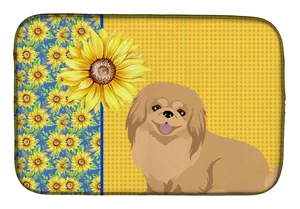 Summer Sunflowers Gold Pekingese Dish Drying Mat Absorbent Dish Drying Mat Pad for Kitchen Counter Dish Drainer Mat for Countert Summer Sunflowers Gold Pekingese Dish Drying Mat Absorbent Dish Drying Mat Pad for Kitchen Counter Dish Drainer Mat for Countert
