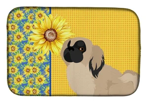 Summer Sunflowers Cream Pekingese Dish Drying Mat Absorbent Dish Drying Mat Pad for Kitchen Counter Dish Drainer Mat for Counter Summer Sunflowers Cream Pekingese Dish Drying Mat Absorbent Dish Drying Mat Pad for Kitchen Counter Dish Drainer Mat for Counter