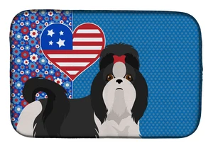 Black and White Shih Tzu USA American Dish Drying Mat Absorbent Dish Drying Mat Pad for Kitchen Counter Dish Drainer Mat for Cou Black and White Shih Tzu USA American Dish Drying Mat Absorbent Dish Drying Mat Pad for Kitchen Counter Dish Drainer Mat for Cou