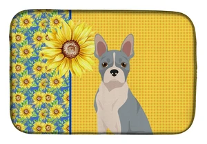 Summer Sunflowers Blue Boston Terrier Dish Drying Mat Absorbent Dish Drying Mat Pad for Kitchen Counter Dish Drainer Mat for Cou Summer Sunflowers Blue Boston Terrier Dish Drying Mat Absorbent Dish Drying Mat Pad for Kitchen Counter Dish Drainer Mat for Cou