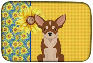 Summer Sunflowers Red and White Chihuahua Dish Drying Mat Absorbent Dish Drying Mat Pad for Kitchen Counter Dish Drainer Mat for Summer Sunflowers Red and White Chihuahua Dish Drying Mat Absorbent Dish Drying Mat Pad for Kitchen Counter Dish Drainer Mat for