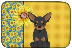 Summer Sunflowers Black and Tan Chihuahua Dish Drying Mat Absorbent Dish Drying Mat Pad for Kitchen Counter Dish Drainer Mat for Summer Sunflowers Black and Tan Chihuahua Dish Drying Mat Absorbent Dish Drying Mat Pad for Kitchen Counter Dish Drainer Mat for
