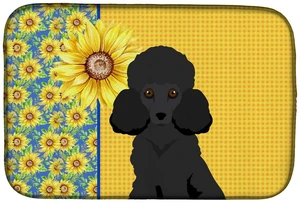 Summer Sunflowers Toy Black Poodle Dish Drying Mat Absorbent Dish Drying Mat Pad for Kitchen Counter Dish Drainer Mat for Counte Summer Sunflowers Toy Black Poodle Dish Drying Mat Absorbent Dish Drying Mat Pad for Kitchen Counter Dish Drainer Mat for Counte
