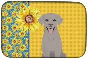 Summer Sunflowers Gray Labrador Retriever Dish Drying Mat Absorbent Dish Drying Mat Pad for Kitchen Counter Dish Drainer Mat for Summer Sunflowers Gray Labrador Retriever Dish Drying Mat Absorbent Dish Drying Mat Pad for Kitchen Counter Dish Drainer Mat for