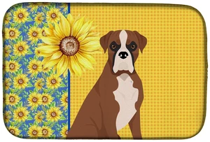 Summer Sunflowers Natural Eared Red Fawn Boxer Dish Drying Mat Absorbent Dish Drying Mat Pad for Kitchen Counter Dish Drainer Ma Summer Sunflowers Natural Eared Red Fawn Boxer Dish Drying Mat Absorbent Dish Drying Mat Pad for Kitchen Counter Dish Drainer Ma