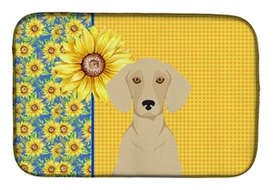 Summer Sunflowers Cream Dachshund Dish Drying Mat Absorbent Dish Drying Mat Pad for Kitchen Counter Dish Drainer Mat for Counter
