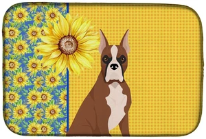 Summer Sunflowers Red Fawn Boxer Dish Drying Mat Absorbent Dish Drying Mat Pad for Kitchen Counter Dish Drainer Mat for Countert Summer Sunflowers Red Fawn Boxer Dish Drying Mat Absorbent Dish Drying Mat Pad for Kitchen Counter Dish Drainer Mat for Countert