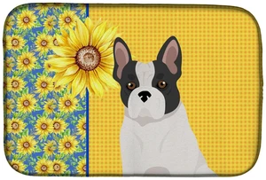 Summer Sunflowers Black and White French Bulldog Dish Drying Mat Absorbent Dish Drying Mat Pad for Kitchen Counter Dish Drainer Summer Sunflowers Black and White French Bulldog Dish Drying Mat Absorbent Dish Drying Mat Pad for Kitchen Counter Dish Drainer