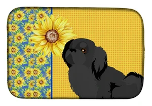 Summer Sunflowers Black Pekingese Dish Drying Mat Absorbent Dish Drying Mat Pad for Kitchen Counter Dish Drainer Mat for Counter Summer Sunflowers Black Pekingese Dish Drying Mat Absorbent Dish Drying Mat Pad for Kitchen Counter Dish Drainer Mat for Counter