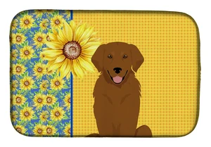 Summer Sunflowers Mahogany Golden Retriever Dish Drying Mat Absorbent Dish Drying Mat Pad for Kitchen Counter Dish Drainer Mat f Summer Sunflowers Mahogany Golden Retriever Dish Drying Mat Absorbent Dish Drying Mat Pad for Kitchen Counter Dish Drainer Mat f