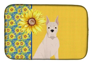Summer Sunflowers White Boxer Dish Drying Mat Absorbent Dish Drying Mat Pad for Kitchen Counter Dish Drainer Mat for Countertop, Summer Sunflowers White Boxer Dish Drying Mat Absorbent Dish Drying Mat Pad for Kitchen Counter Dish Drainer Mat for Countertop,