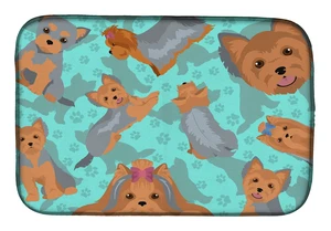Blue and Tan Yorkie Dish Drying Mat Absorbent Dish Drying Mat Pad for Kitchen Counter Dish Drainer Mat for Countertop, 14 x 21", Blue and Tan Yorkie Dish Drying Mat Absorbent Dish Drying Mat Pad for Kitchen Counter Dish Drainer Mat for Countertop, 14 x 21",