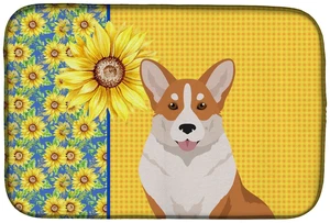 Summer Sunflowers Red Cardigan Corgi Dish Drying Mat Absorbent Dish Drying Mat Pad for Kitchen Counter Dish Drainer Mat for Coun Summer Sunflowers Red Cardigan Corgi Dish Drying Mat Absorbent Dish Drying Mat Pad for Kitchen Counter Dish Drainer Mat for Coun