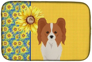Summer Sunflowers Red and White Papillon Dish Drying Mat Absorbent Dish Drying Mat Pad for Kitchen Counter Dish Drainer Mat for Summer Sunflowers Red and White Papillon Dish Drying Mat Absorbent Dish Drying Mat Pad for Kitchen Counter Dish Drainer Mat for