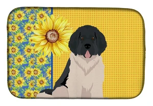 Summer Sunflowers Landseer Newfoundland Dish Drying Mat Absorbent Dish Drying Mat Pad for Kitchen Counter Dish Drainer Mat for C Summer Sunflowers Landseer Newfoundland Dish Drying Mat Absorbent Dish Drying Mat Pad for Kitchen Counter Dish Drainer Mat for C