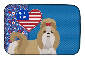 Gold and White Shih Tzu USA American Dish Drying Mat Absorbent Dish Drying Mat Pad for Kitchen Counter Dish Drainer Mat for Coun Gold and White Shih Tzu USA American Dish Drying Mat Absorbent Dish Drying Mat Pad for Kitchen Counter Dish Drainer Mat for Coun