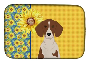 Summer Sunflowers Red Piebald Dachshund Dish Drying Mat Absorbent Dish Drying Mat Pad for Kitchen Counter Dish Drainer Mat for C Summer Sunflowers Red Piebald Dachshund Dish Drying Mat Absorbent Dish Drying Mat Pad for Kitchen Counter Dish Drainer Mat for C