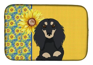 Summer Sunflowers Longhair Black and Cream Dachshund Dish Drying Mat Absorbent Dish Drying Mat Pad for Kitchen Counter Dish Drai Summer Sunflowers Longhair Black and Cream Dachshund Dish Drying Mat Absorbent Dish Drying Mat Pad for Kitchen Counter Dish Drai