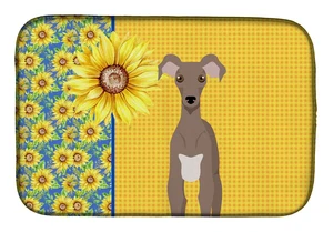 Summer Sunflowers Fawn Italian Greyhound Dish Drying Mat Absorbent Dish Drying Mat Pad for Kitchen Counter Dish Drainer Mat for Summer Sunflowers Fawn Italian Greyhound Dish Drying Mat Absorbent Dish Drying Mat Pad for Kitchen Counter Dish Drainer Mat for