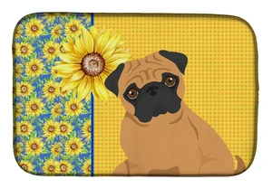 Summer Sunflowers Apricot Pug Dish Drying Mat Absorbent Dish Drying Mat Pad for Kitchen Counter Dish Drainer Mat for Countertop, Summer Sunflowers Apricot Pug Dish Drying Mat Absorbent Dish Drying Mat Pad for Kitchen Counter Dish Drainer Mat for Countertop,