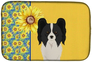 Summer Sunflowers Black and White Papillon Dish Drying Mat Absorbent Dish Drying Mat Pad for Kitchen Counter Dish Drainer Mat fo Summer Sunflowers Black and White Papillon Dish Drying Mat Absorbent Dish Drying Mat Pad for Kitchen Counter Dish Drainer Mat fo