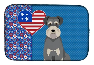 Salt Pepper Natural Ears Schnauzer USA American Dish Drying Mat Absorbent Dish Drying Mat Pad for Kitchen Counter Dish Drainer M