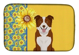 Summer Sunflowers Red and White Border Collie Dish Drying Mat Absorbent Dish Drying Mat Pad for Kitchen Counter Dish Drainer Mat Summer Sunflowers Red and White Border Collie Dish Drying Mat Absorbent Dish Drying Mat Pad for Kitchen Counter Dish Drainer Mat