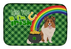 NEW Sable Sheltie St. Patrick's Day Dish Drying Mat Absorbent Dish Drying Mat Pad for Kitchen Counter Dish Drainer Mat for Count NEW Sable Sheltie St. Patrick's Day Dish Drying Mat Absorbent Dish Drying Mat Pad for Kitchen Counter Dish Drainer Mat for Count