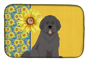 Summer Sunflowers Grey Newfoundland Dish Drying Mat Absorbent Dish Drying Mat Pad for Kitchen Counter Dish Drainer Mat for Count Summer Sunflowers Grey Newfoundland Dish Drying Mat Absorbent Dish Drying Mat Pad for Kitchen Counter Dish Drainer Mat for Count