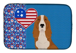 Red and White Tricolor Basset Hound USA American Dish Drying Mat Absorbent Dish Drying Mat Pad for Kitchen Counter Dish Drainer