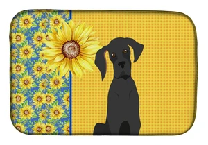 Summer Sunflowers Black Great Dane Dish Drying Mat Absorbent Dish Drying Mat Pad for Kitchen Counter Dish Drainer Mat for Counte Summer Sunflowers Black Great Dane Dish Drying Mat Absorbent Dish Drying Mat Pad for Kitchen Counter Dish Drainer Mat for Counte