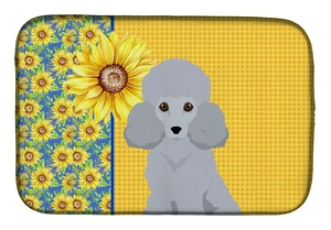 Summer Sunflowers Toy Silver Poodle Dish Drying Mat Absorbent Dish Drying Mat Pad for Kitchen Counter Dish Drainer Mat for Count Summer Sunflowers Toy Silver Poodle Dish Drying Mat Absorbent Dish Drying Mat Pad for Kitchen Counter Dish Drainer Mat for Count
